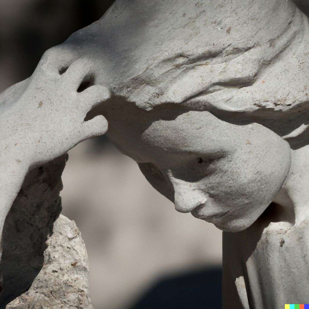 the discovery of gravity, marble sculpture